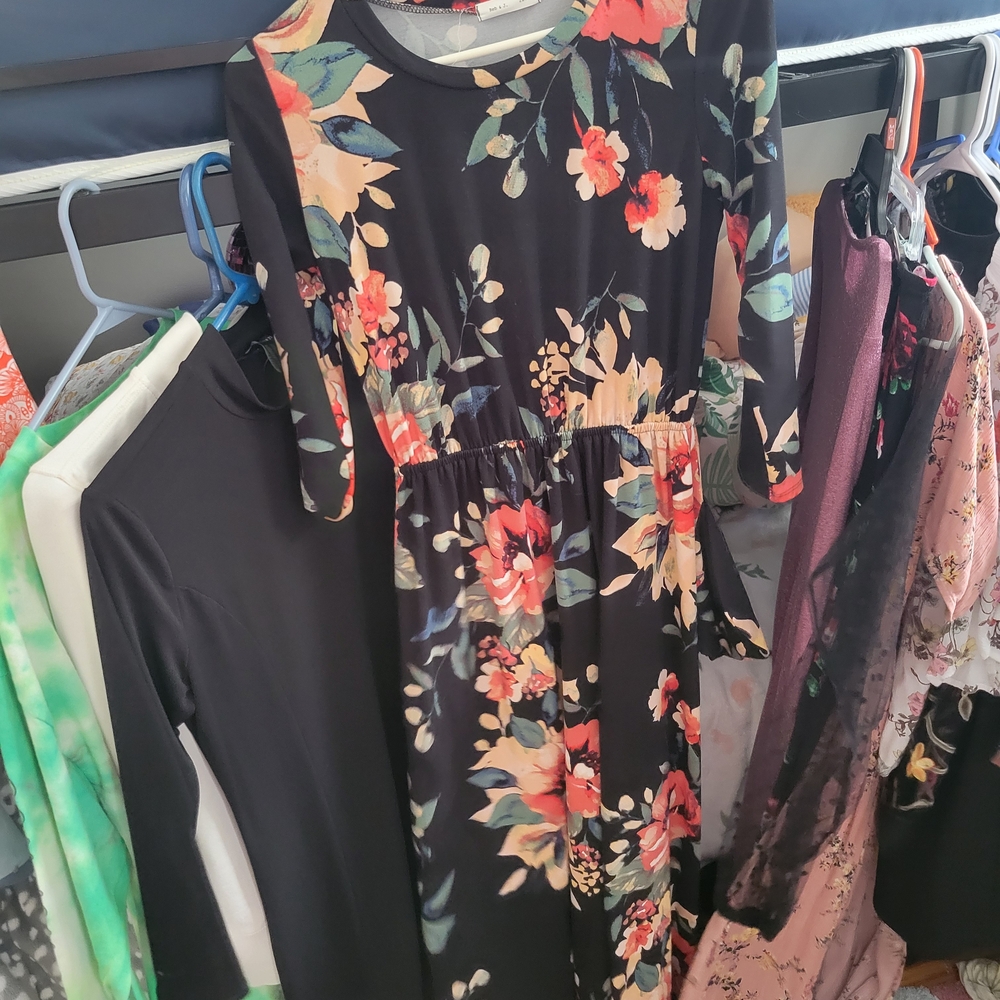 Reb & J. Floral Black Dress
